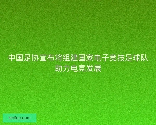 中国足协宣布将组建国家电子竞技足球队助力电竞发展